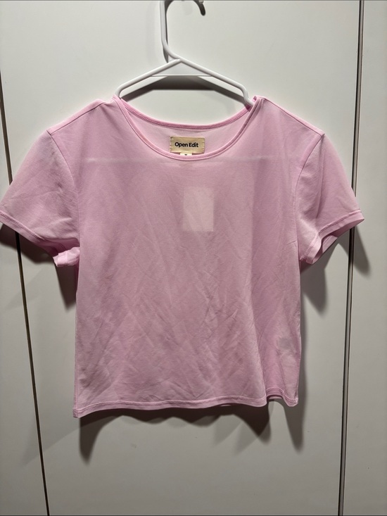 Open Edit Tops - Open Edit Light Pink Crewneck Tee Sheer NWT size medium